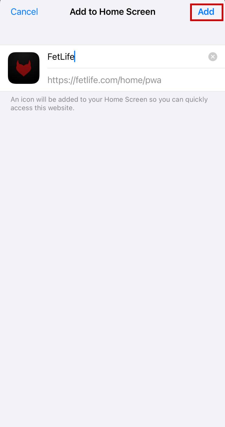 This will add the app to your Home Screen